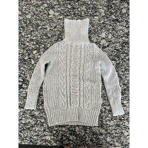 Gap For Good Tunic Sweater Womens XSP Light Heather Gray Cable Knit Turtleneck